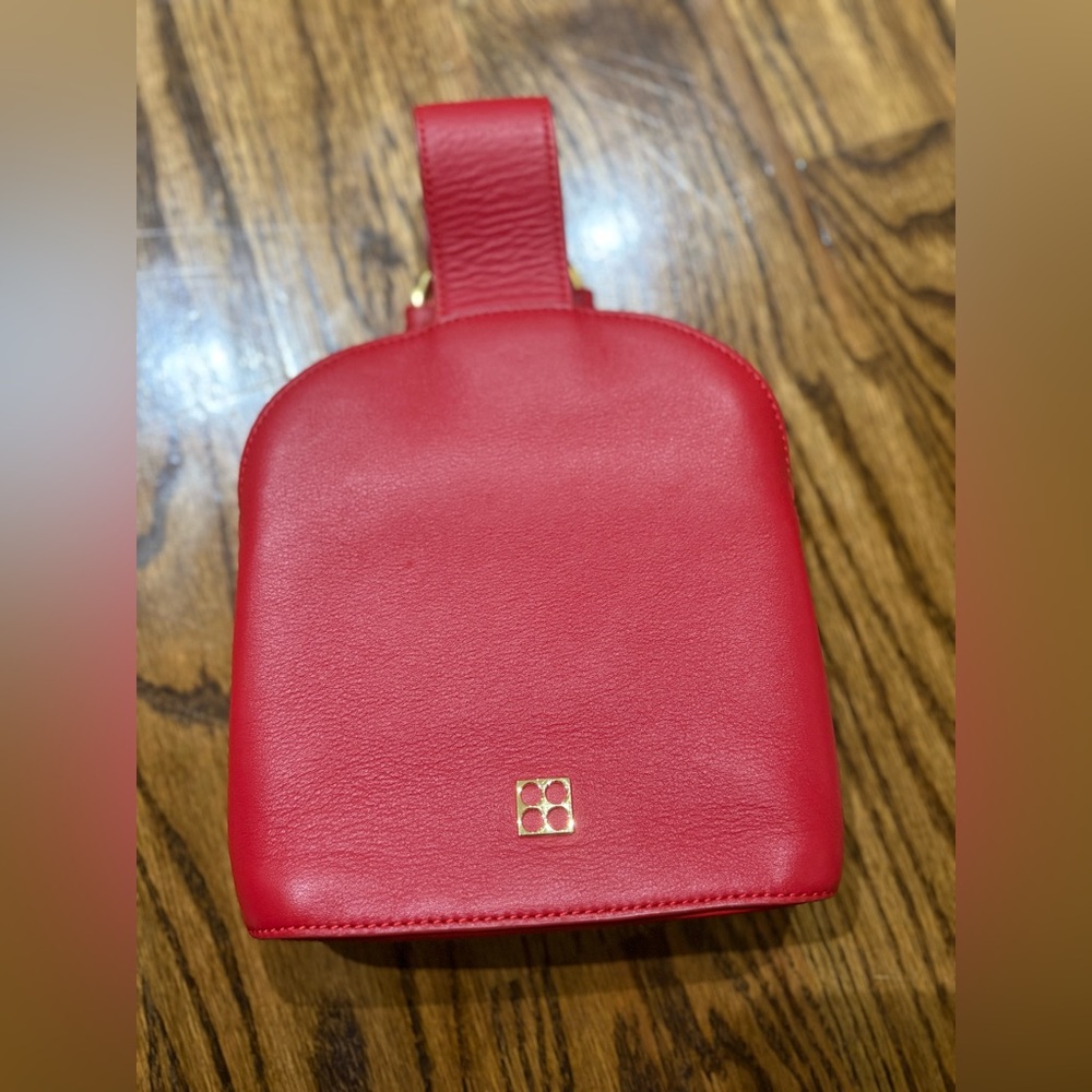 Parisa Wang Leather Red Mini Tote Bag Purse With Structured Design